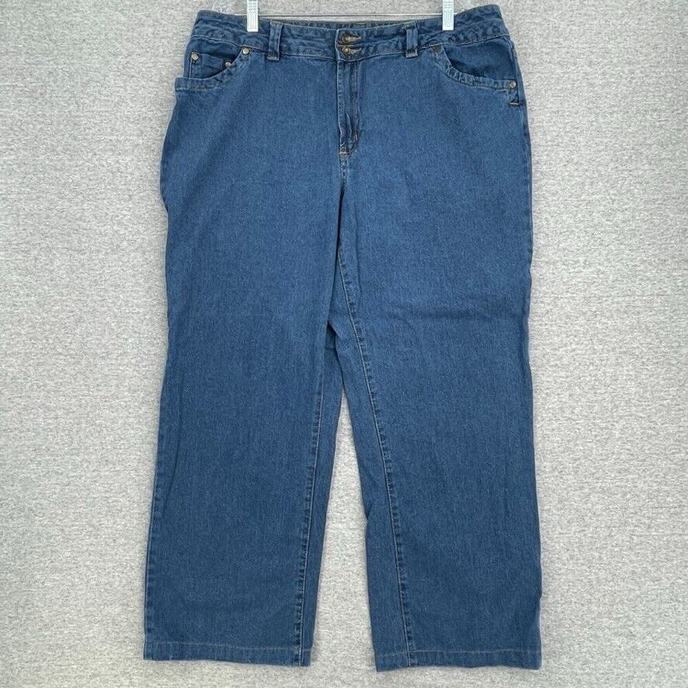 Women Within Jeans Womens 18W Plus Blue Denim Straight Leg 5 Pocket Cotton